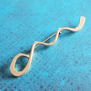 Vintage squiggle brooch gold tone pin